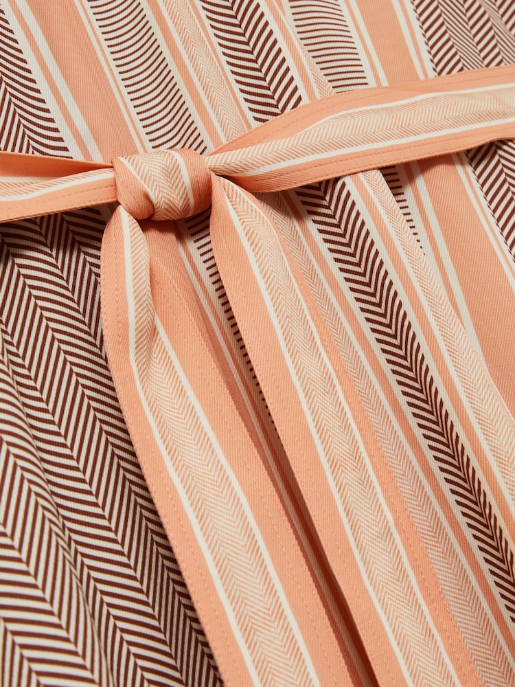 Reiss Coral Gina Scarf Print Belted Midi Dress - Image 6 of 6