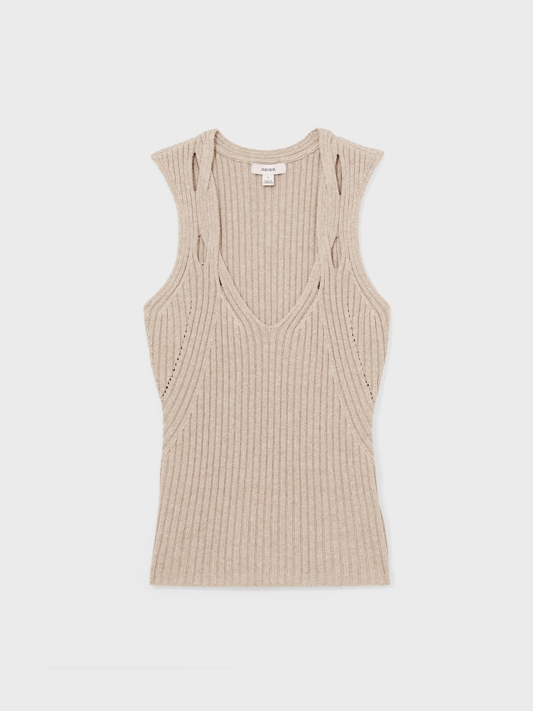 Reiss Neutral Alethia Twist Strap Knit Vest - Image 2 of 5