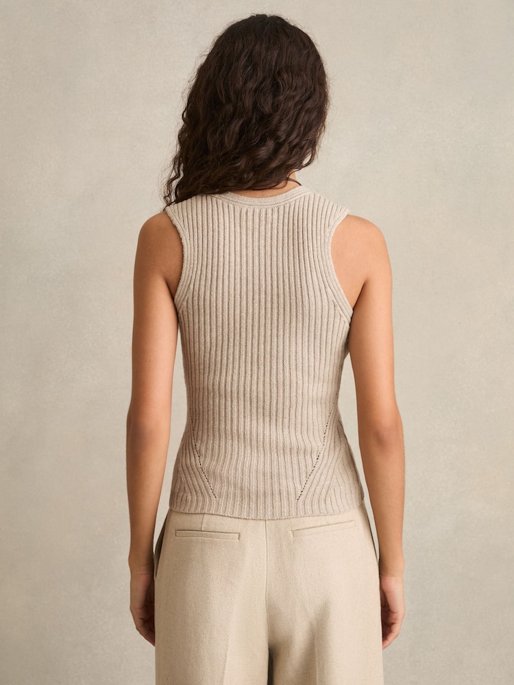 Reiss Neutral Alethia Twist Strap Knit Vest - Image 4 of 5