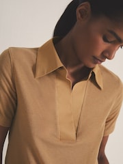 Reiss Tan Wren Reiss | Les 100 Ciels Polo Shirt With Cashmere - Image 4 of 6