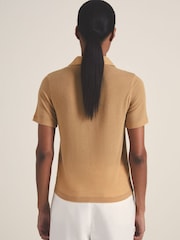 Reiss Tan Wren Reiss | Les 100 Ciels Polo Shirt With Cashmere - Image 5 of 6