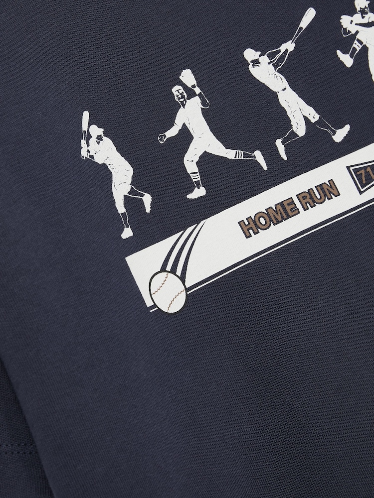 Reiss Petrol Blue Kolby 13-14 yrs Cotton Varsity League Oversize T-Shirt - Image 4 of 4