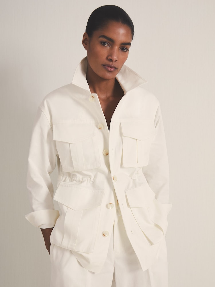 Reiss White Luca Reiss | Les 100 Ciels Utility Jacket - Image 1 of 7