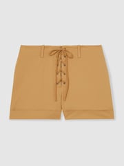 Reiss Tan Clement Cotton Lace-up Shorts - Image 2 of 6