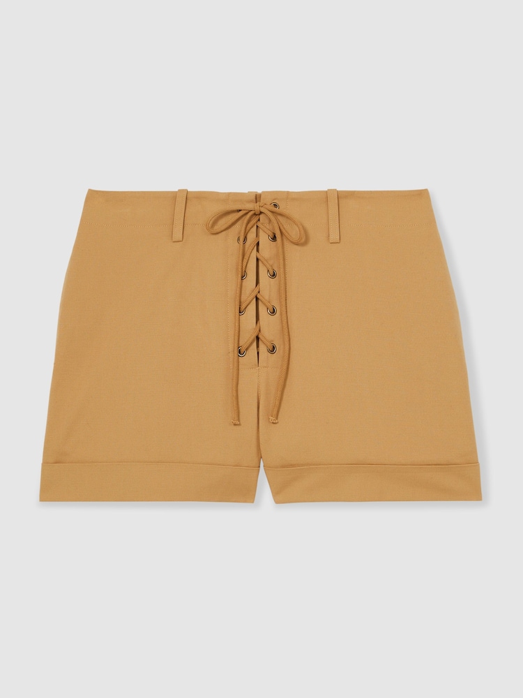 Reiss Tan Clement Cotton Lace-up Shorts - Image 2 of 6