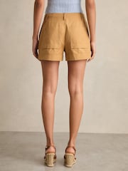 Reiss Tan Clement Cotton Lace-up Shorts - Image 5 of 6