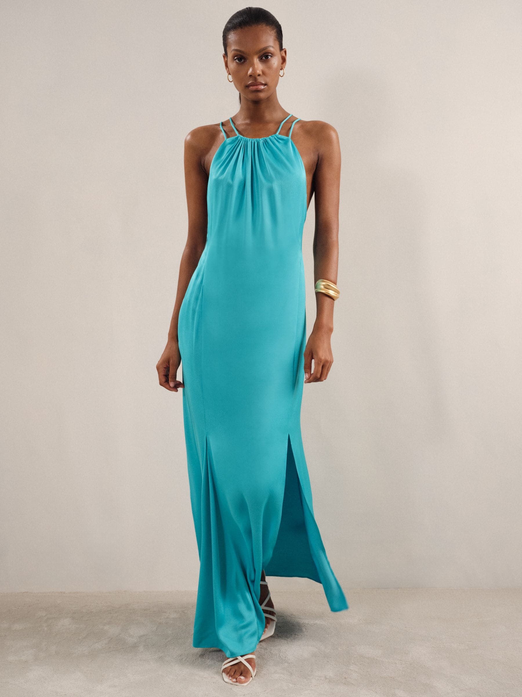 【海外限定】REISSドレス☆Petite Tallie Satin Halterneck Dres Buy Reiss Peach Tallie Petite Satin Halterneck Maxi Dress