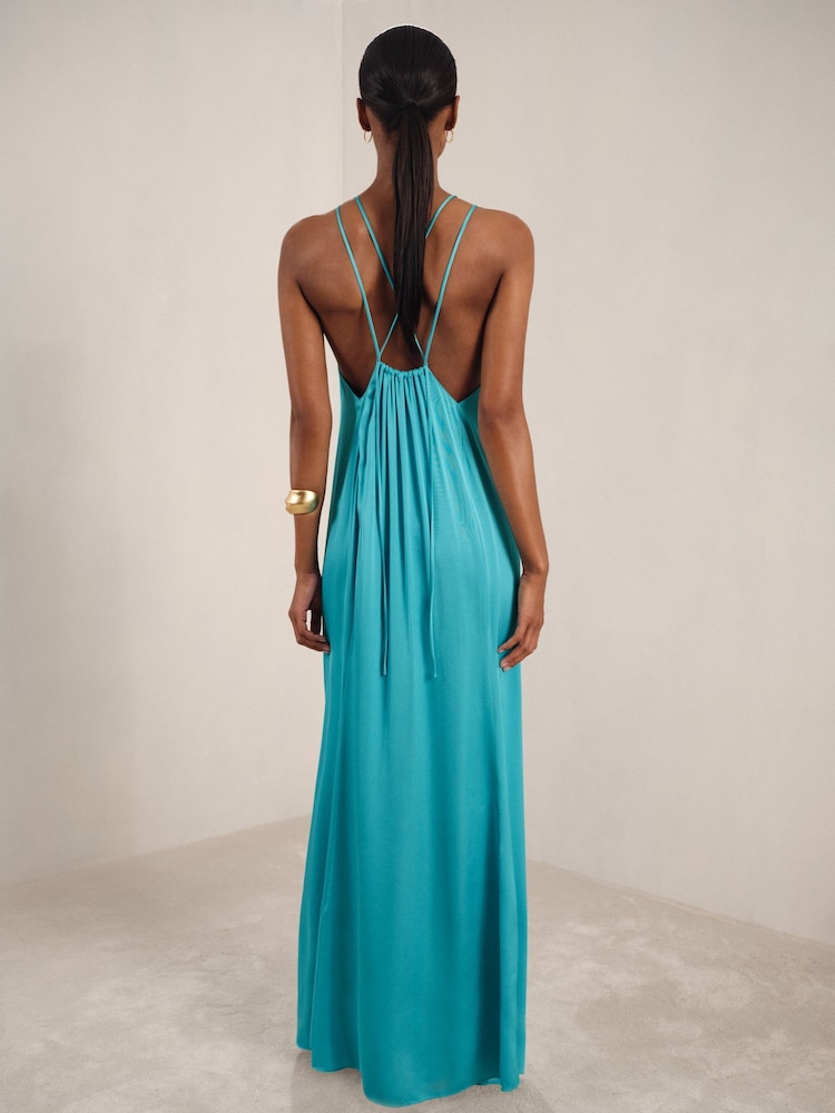 sachin and babi light blue dress Buy Reiss Blue Tallie Satin Halterneck Maxi Dress from Next USA