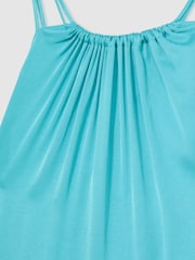 Reiss Blue Tallie Satin Halterneck Maxi Dress - Image 5 of 5