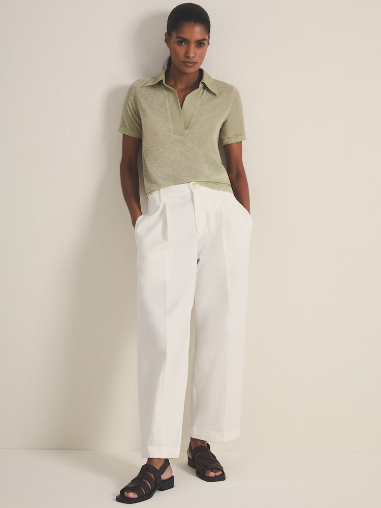Reiss Sage Wren Reiss | Les 100 Ciels Polo Shirt With Cashmere - Image 1 of 7