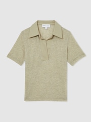Reiss Sage Wren Reiss | Les 100 Ciels Polo Shirt With Cashmere - Image 2 of 7