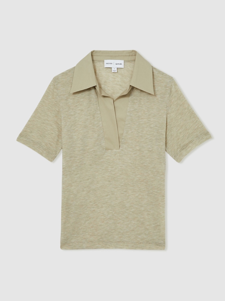 Reiss Sage Wren Reiss | Les 100 Ciels Polo Shirt With Cashmere - Image 2 of 7