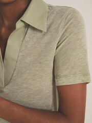 Reiss Sage Wren Reiss | Les 100 Ciels Polo Shirt With Cashmere - Image 4 of 7