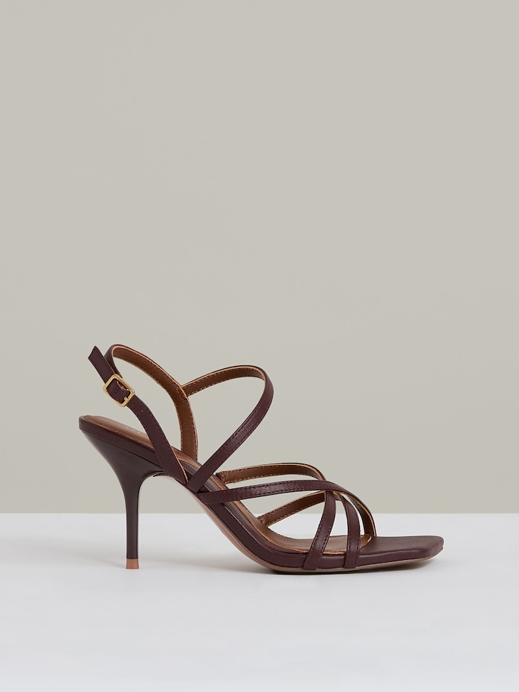 Reiss Oxblood Elise Leather Strappy Stiletto Sandals - Image 1 of 5