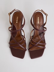 Reiss Oxblood Elise Leather Strappy Stiletto Sandals - Image 3 of 5