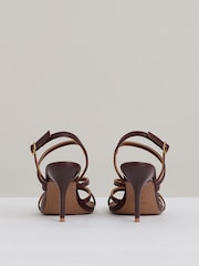 Reiss Oxblood Elise Leather Strappy Stiletto Sandals - Image 4 of 5