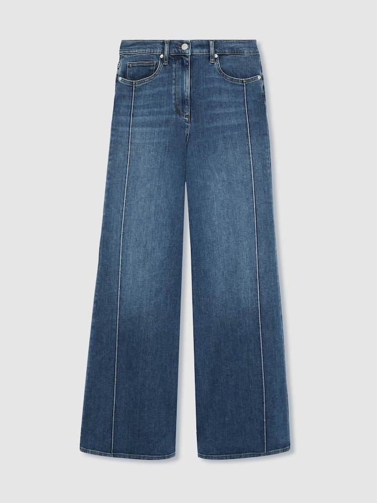 כחול בהיר - Reiss Heather Stretch-Cotton Wide-Leg Jeans - תמונה 2 מתוך 7