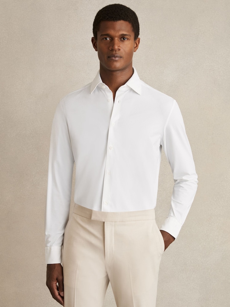 Reiss White Voyager Long-Sleeve Travel Shirt - Image 1 of 8