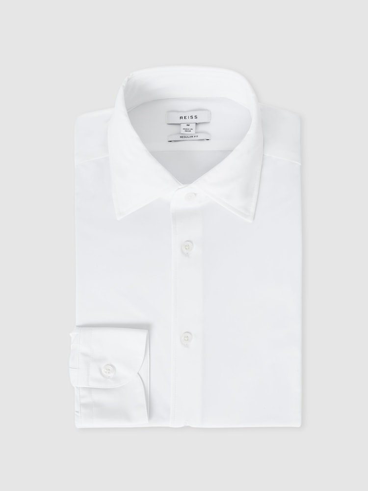 Reiss White Voyager Long-Sleeve Travel Shirt - Image 2 of 8 Reiss White Voyager Long-Sleeve Travel Shirt - Image 2 of 8