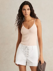Reiss White Clement Cotton Lace-Up Shorts - Image 1 of 6
