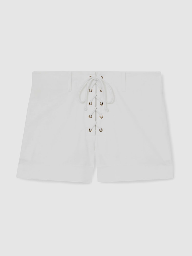 Reiss White Clement Cotton Lace-Up Shorts - Image 2 of 6