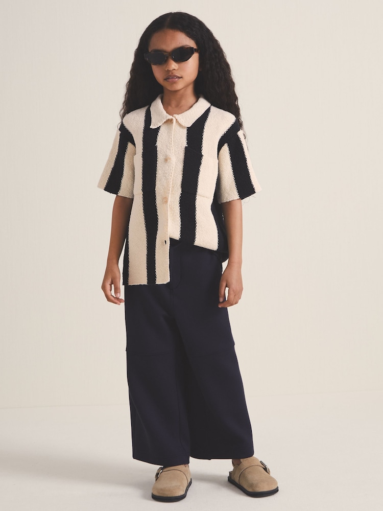 Reiss Black Clive 9-13 yrs Reiss | Les 100 Ciels Stripe Knit Shirt - Image 1 of 6
