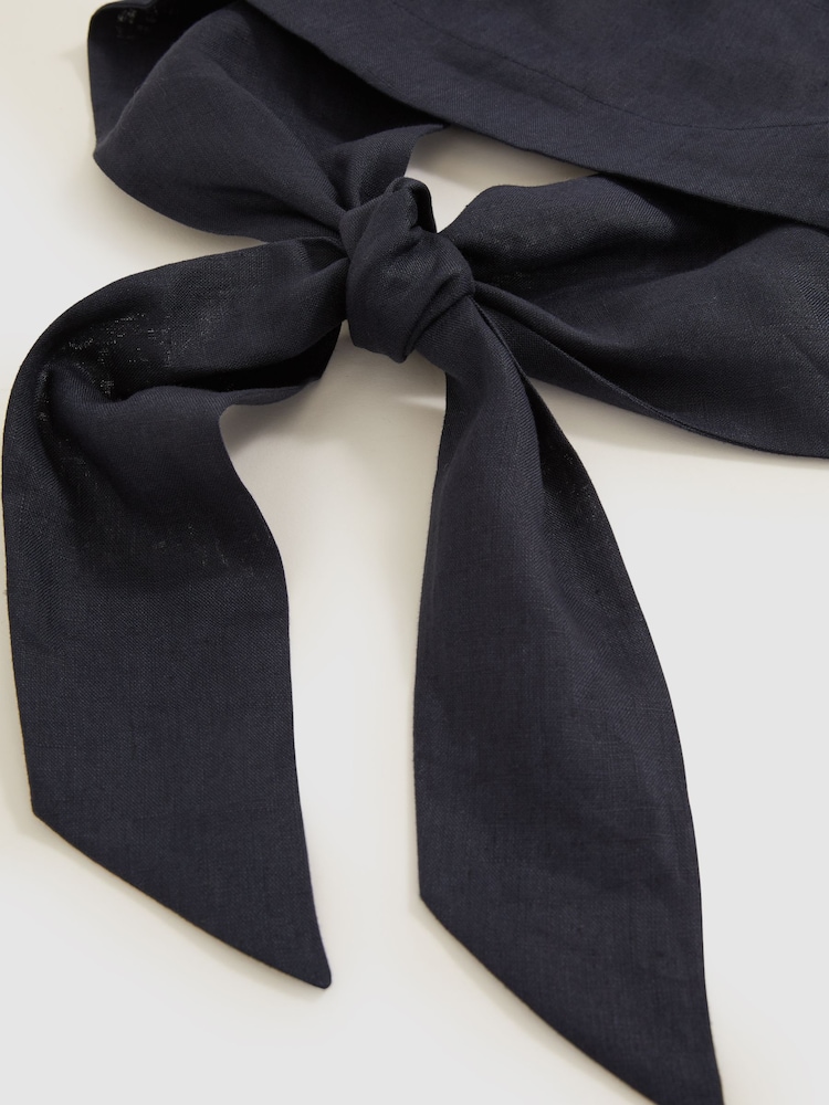 Reiss Navy Cara Linen Halterneck Top - Image 5 of 5