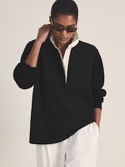 Reiss Black Noa Reiss | Les 100 Ciels Polo Sweatshirt - Image 1 of 6