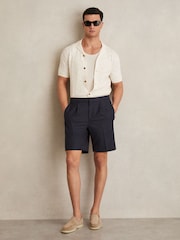 Azul marino - Pantalones cortos holgados con cordón ajustable Sussex de Reiss - Imagen 1 de 6