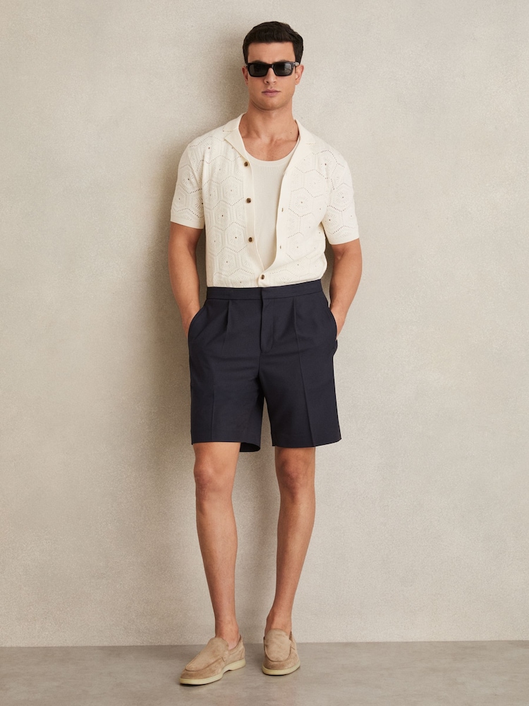 Azul marino - Pantalones cortos holgados con cordón ajustable Sussex de Reiss - Imagen 1 de 6