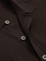 Коричнево-шоколадный - Reiss Thames Textured Knit Button-Through Shirt - Изображение 6 из 6