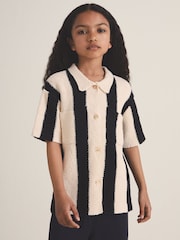 Reiss Black Clive 4-9 yrs Reiss | Les 100 Ciels Stripe Knit Shirt - Image 1 of 6