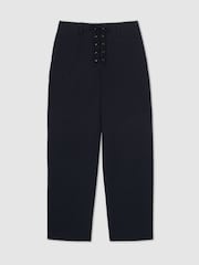Reiss Navy Clement Lace-up Tapered Trousers - Image 2 of 6