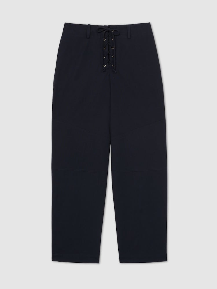 Reiss Navy Clement Lace-up Tapered Trousers - Image 2 of 6