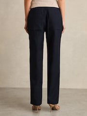 Reiss Navy Clement Lace-up Tapered Trousers - Image 5 of 6