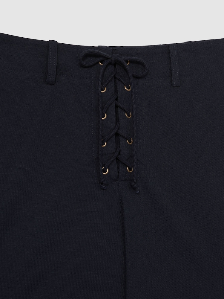 Reiss Navy Clement Lace-up Tapered Trousers - Image 6 of 6