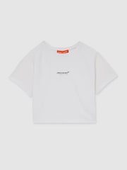 Reiss White Grace McLaren F1 Team Cropped Logo T-Shirt - Image 2 of 6