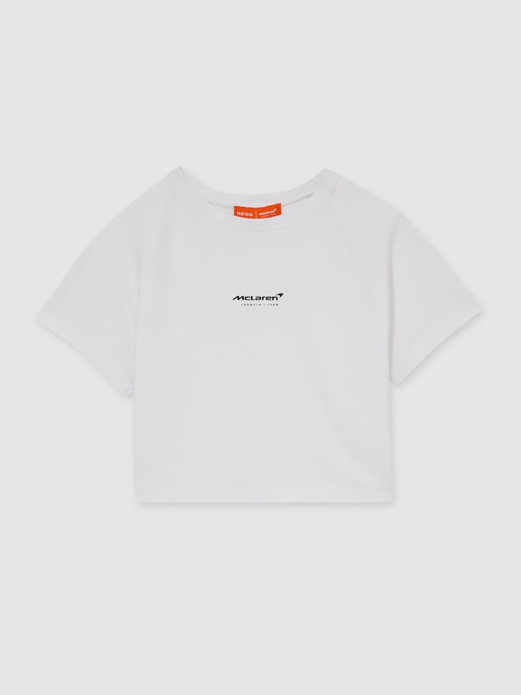 Reiss White Grace McLaren F1 Team Cropped Logo T-Shirt - Image 2 of 6