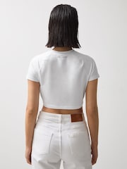 Reiss White Grace McLaren F1 Team Cropped Logo T-Shirt - Image 4 of 6