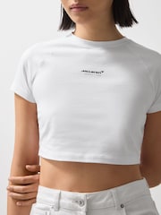 Reiss White Grace McLaren F1 Team Cropped Logo T-Shirt - Image 5 of 6