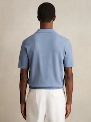 Голубой васильковый - Reiss Tyne Open Collar Knit Polo Shirt - Изображение 4 из 5