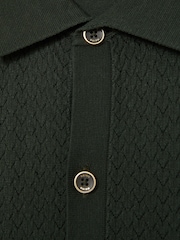 Темно-зеленый - Reiss Thames Textured Knit Button-Through Shirt - Изображение 6 из 6