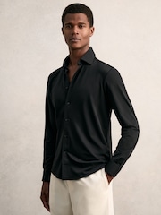 Reiss Black Voyager Long-Sleeve Travel Shirt - Image 1 of 6