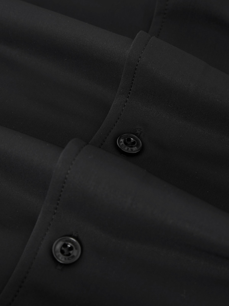 Reiss Black Voyager Long-Sleeve Travel Shirt - Image 6 of 6