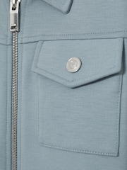 Reiss Soft Denim Blue Medina 13-14 yrs Interlock Zip-Through Overshirt - Image 4 of 4