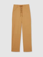 Reiss Tan Clement Lace-up Tapered Trousers - Image 2 of 6