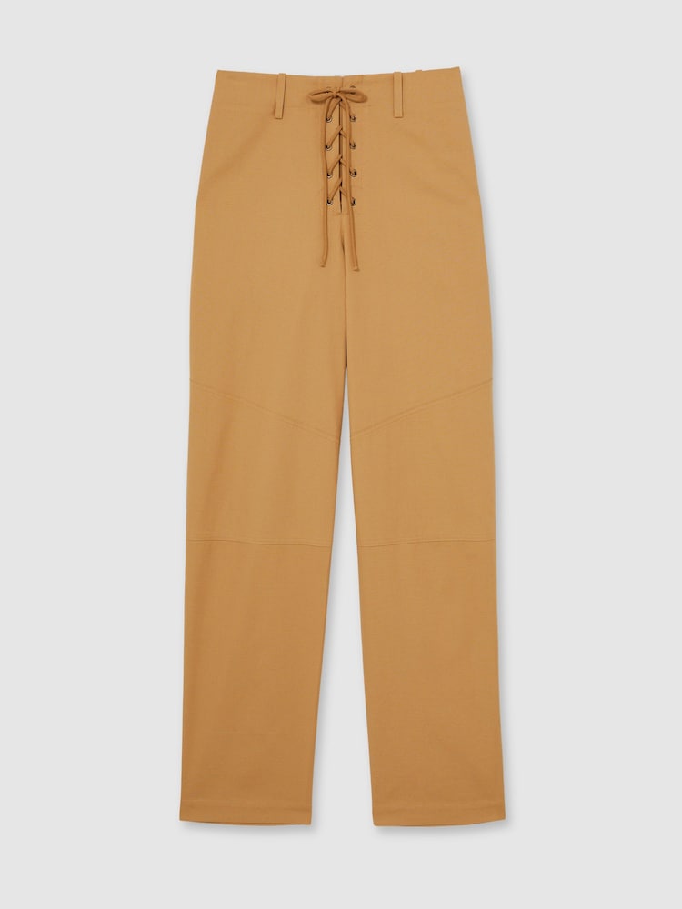 Reiss Tan Clement Lace-up Tapered Trousers - Image 2 of 6