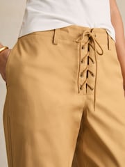 Reiss Tan Clement Lace-up Tapered Trousers - Image 3 of 6