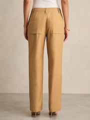 Reiss Tan Clement Lace-up Tapered Trousers - Image 4 of 6