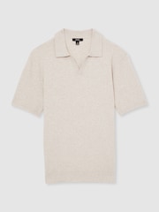Меланжевая овсяная - Reiss Tyne Open Collar Knit Polo Shirt - Изображение 2 из 6